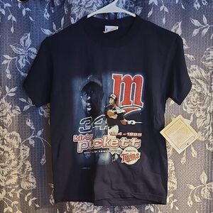 Vintage Kirby Puckett Shirt Youth M Minnesota Twins MLB USA Made. NWT